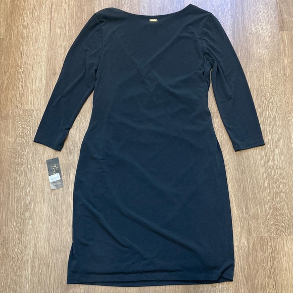 NOS Black Faux Wrap Dress Size Small Thalia Sodi 3/4 Length Sleeves V Neck - Picture 13 of 16